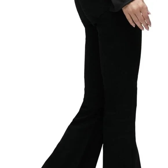 Chic Black High Rise Flare Jean with Five-Pocket Design, Size 25 Beautiful Fit